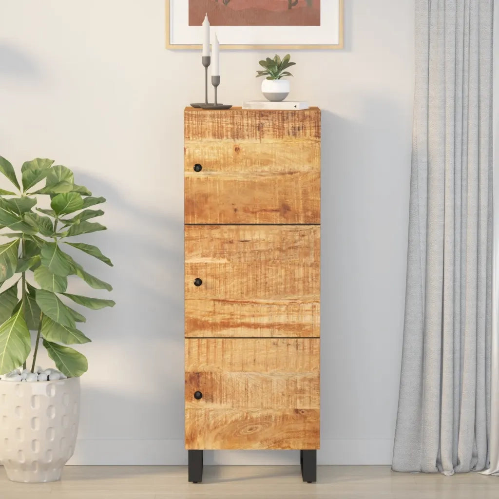 Credenza con 3 Ante-Buffet-Armadio da cucina 40x33x110 cm Legno Massello Mango e Ferro