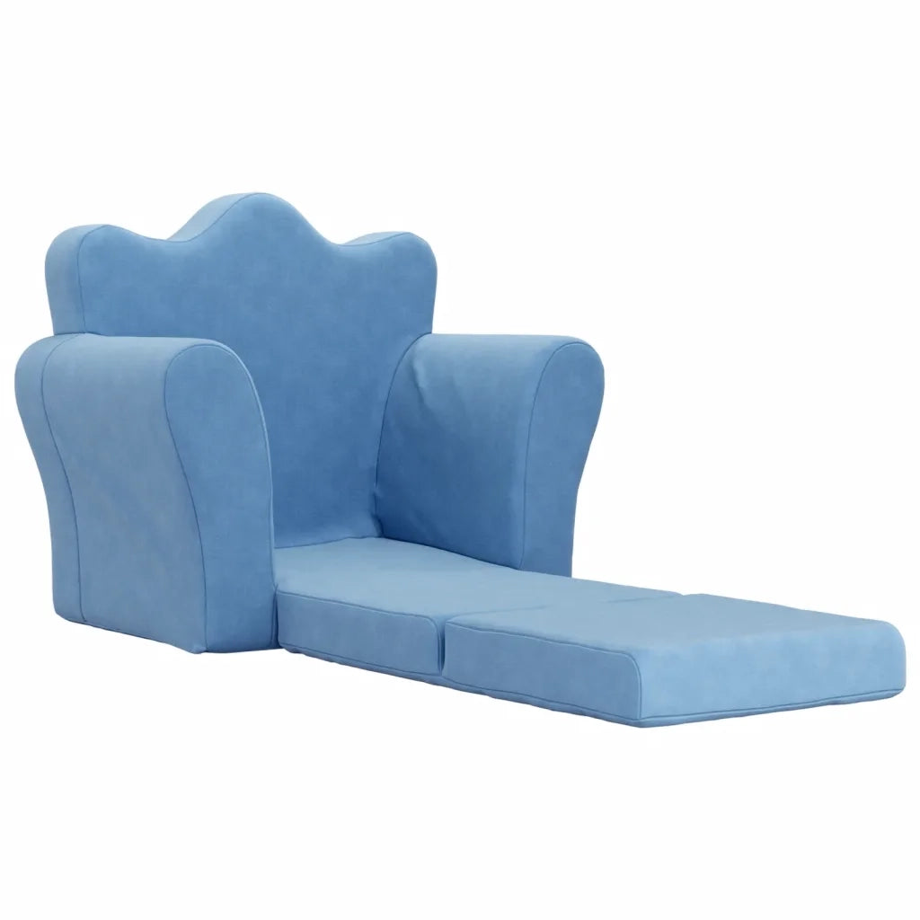 Divano Letto per Bambini Blu in Morbido Peluche 357056
