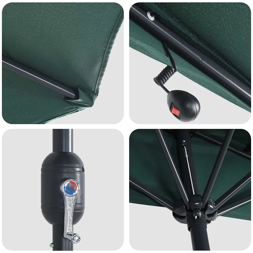 vidaXL Ombrello da giardino Verde 294 x 150 x 223 cm Tessuto