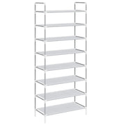 Scarpiera 8 Ripiani Metallo e Tessuto Non Tessuto Argento cod mxl 50116