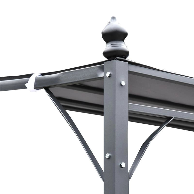 GAZEBO DA ESTERNO PERGOLA 297X297 CM IDEALE PER GIARDINO E TERRAZZO CON TENDA GRIGIA