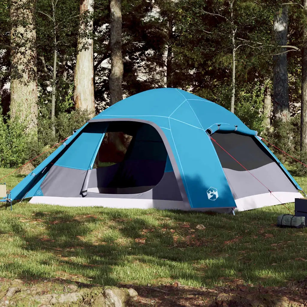 Tenda da Campeggio a Cupola per 4 Persone-Tenda per Escursionismo Blu Impermeabile 427923