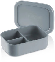 Lunchbox medio - 3-vacchi box per contenitore di conservazione in siliconi a base di platina, resistente alle crepe, termo e idroisolante, impermeabile, resistente al lavastoviglie (blu chiaro)