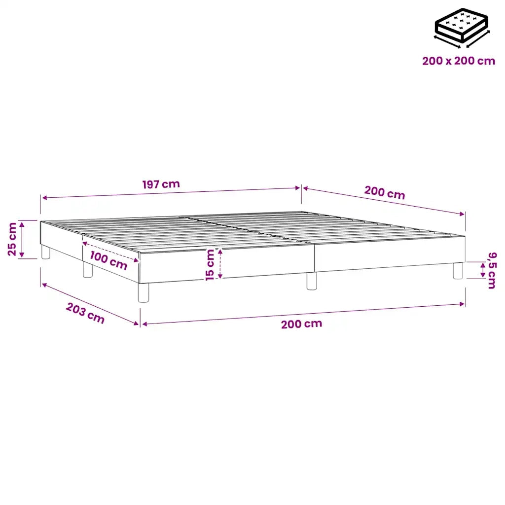 Struttura Letto a Rete a Molle Marrone Scuro 200x200 cm Tessuto 3120543