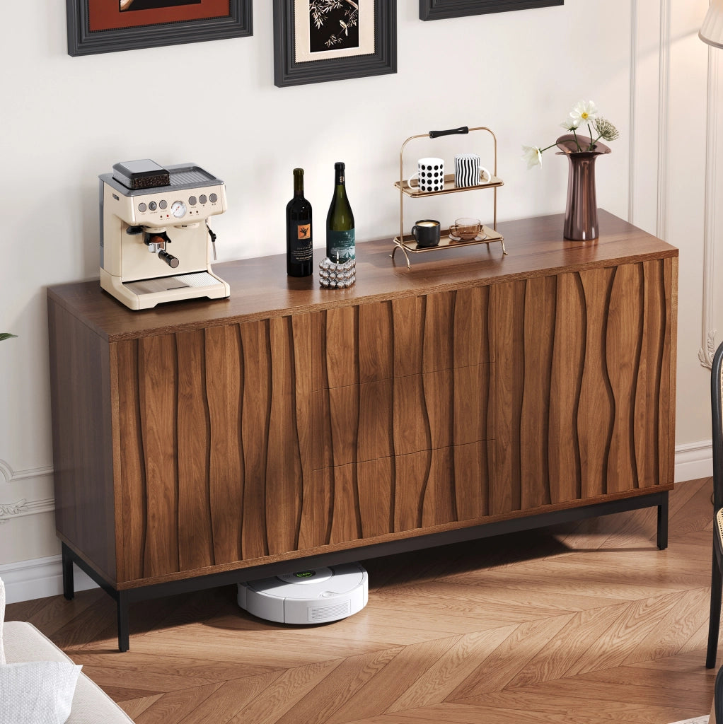 Credenza 150 cm con 2 ripiani regolabili; MDF e pannello truciolare