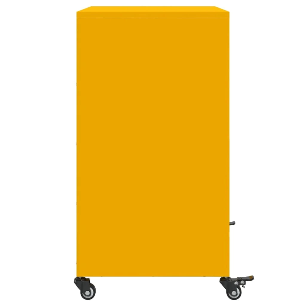Buffet credenza cassettiera armadio mobile contenitore organizer cucina soggiorno salotto giallo senape 68,5 x 39 x 72 cm acciaio giallo 02_0035706