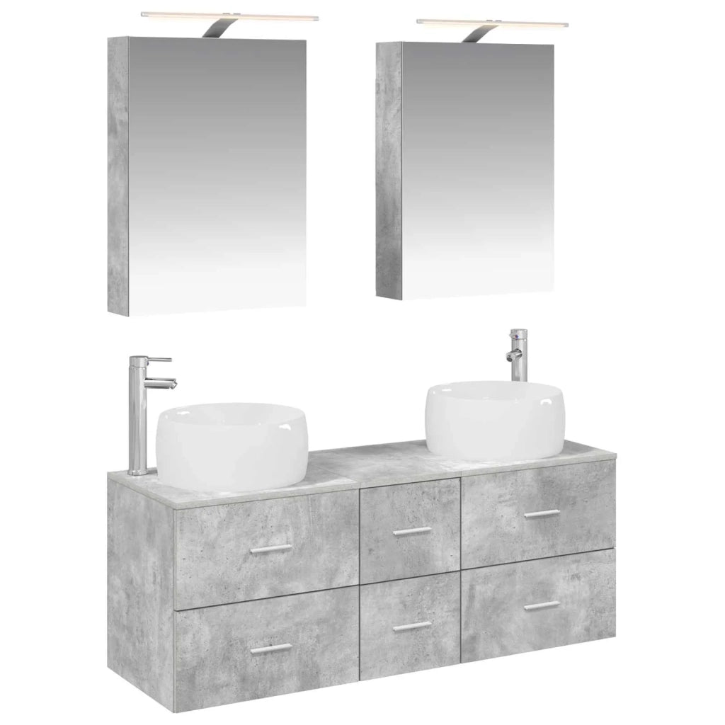 Set di mobili per il bagno 5 pcs Grigio Cemento 3407034