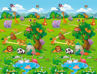 Tappeto Extramorbido per Bambini 200x150 cm Arrotolabile Doppia Grafica Multicolore