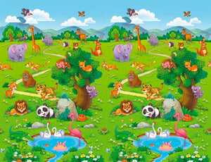 Tappeto Extramorbido per Bambini 200x150 cm Arrotolabile Doppia Grafica Multicolore