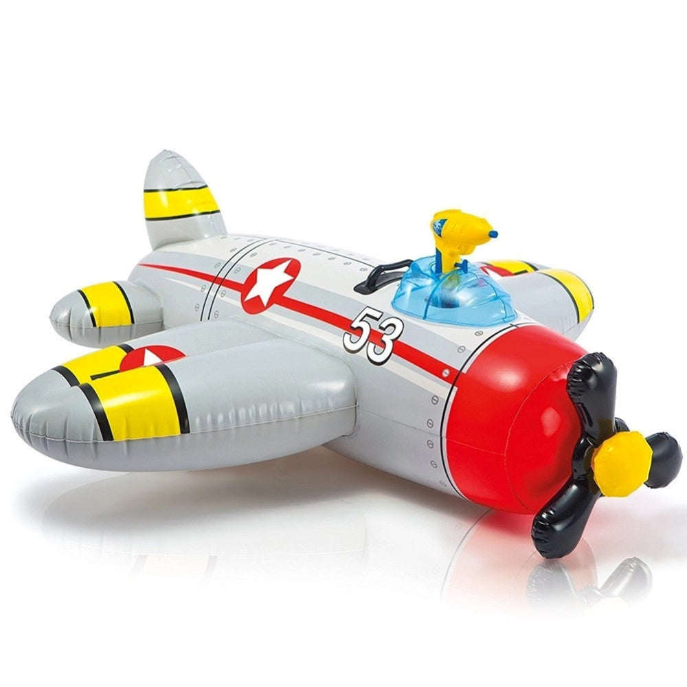 Trade Shop - Aereoplano Cavalcabile Gonfiabile Mare Piscina Con Pistola Acqua 2 Colori -