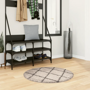 Tappeto Shaggy PAMPLONA a Pelo Lungo Beige e Antracite Ã˜ 80 cm