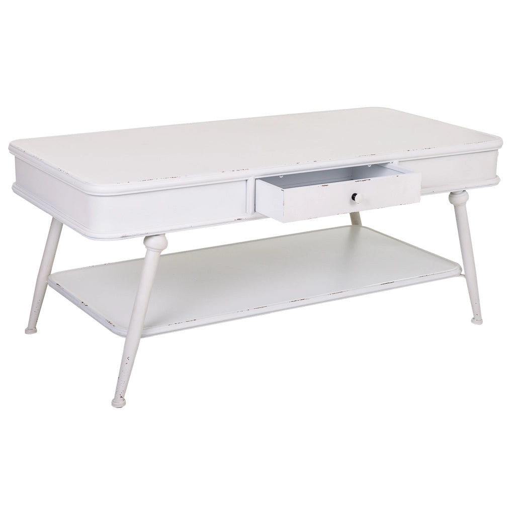 Tavolino in metallo bianco 120x60x53h