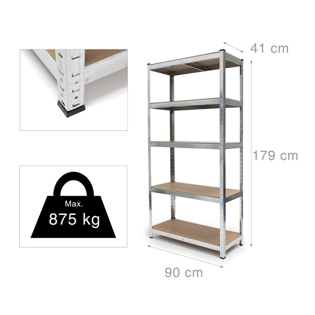 Scaffale portaoggetti per carichi pesanti 179 cm acciaio zincato argento 13_0001061