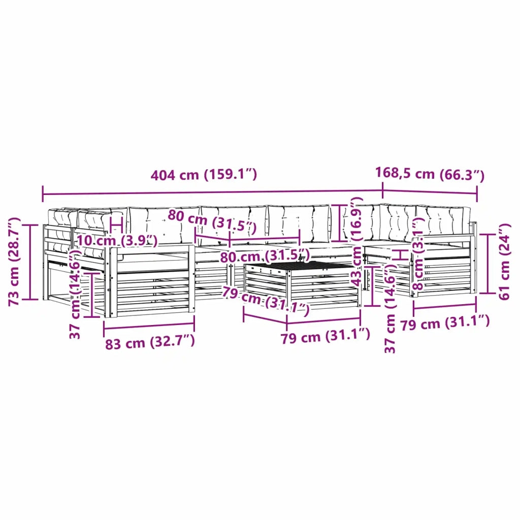 Set di divani da esterno 8 pcs Grigio Naturale e Chiaro 3373166
