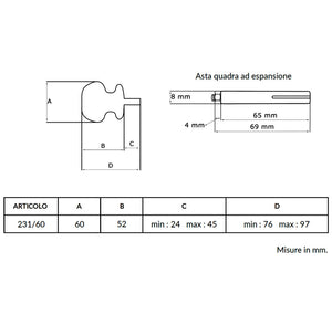 Maniglia su rosetta tonda SAGUATTI  231/60AQ in alluminio argento lucido