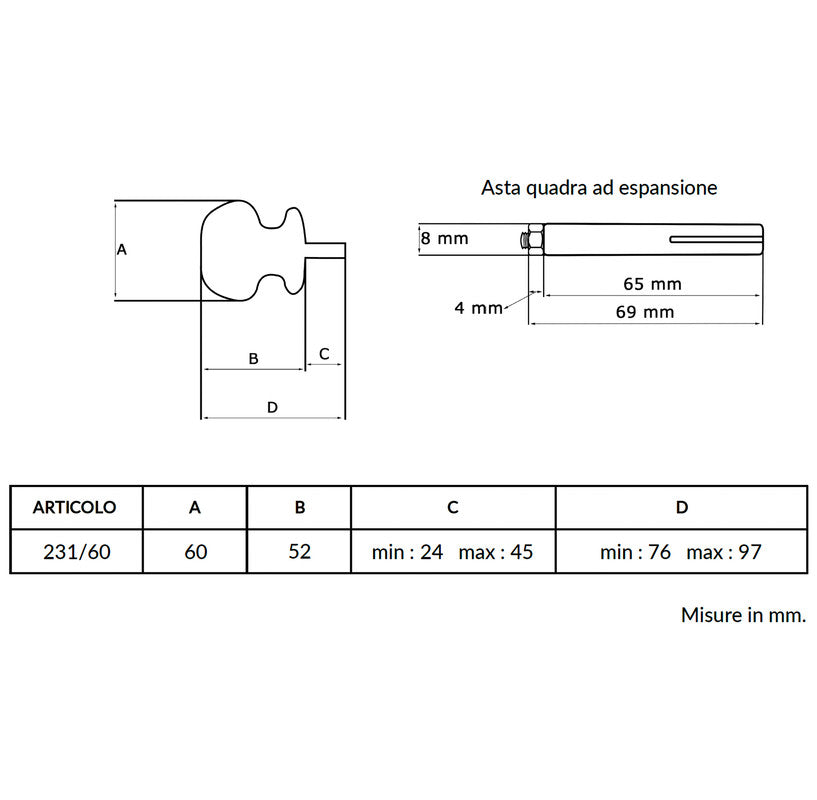 Maniglia su rosetta tonda SAGUATTI  231/60FQ in alluminio oro satinato