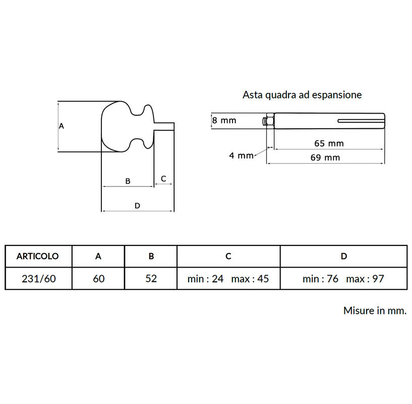 Maniglia su rosetta tonda SAGUATTI  231/60GQ in alluminio bronzo satinato