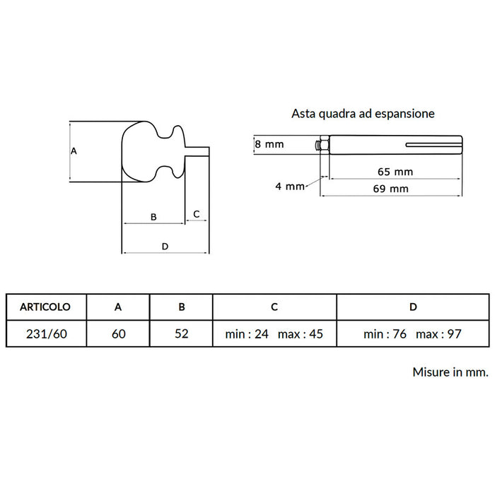 Maniglia su rosetta tonda SAGUATTI  231/60IQ in alluminio marrone opaco
