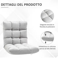 Poltrona Relax da Terra con Schienale Reclinabile fino 180°, 71x55x53.5cm, Grigio Chiaro