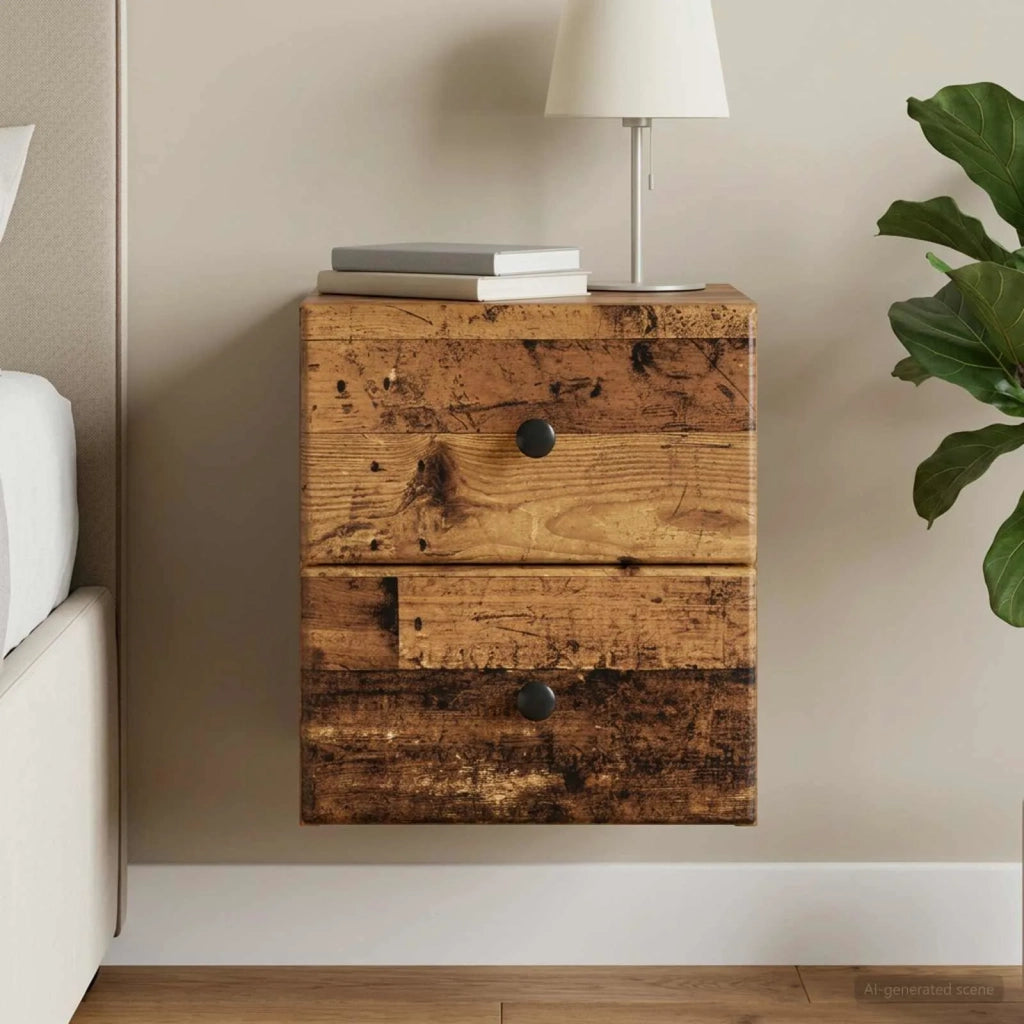 Mobiletto da notte a muro Legno antico 34,5 x 33 x 40 cm 899161