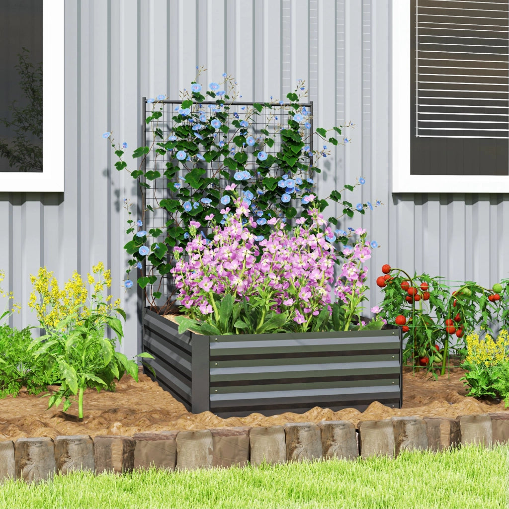Fioriera Grande con Griglia per Piante Rampicanti ¨C zephmum ¨C 80x115x125 cm Grigio Scuro