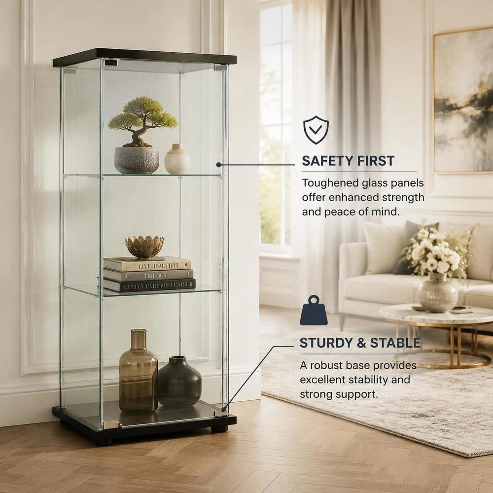 Black Tempered Glass Display Cabinet
