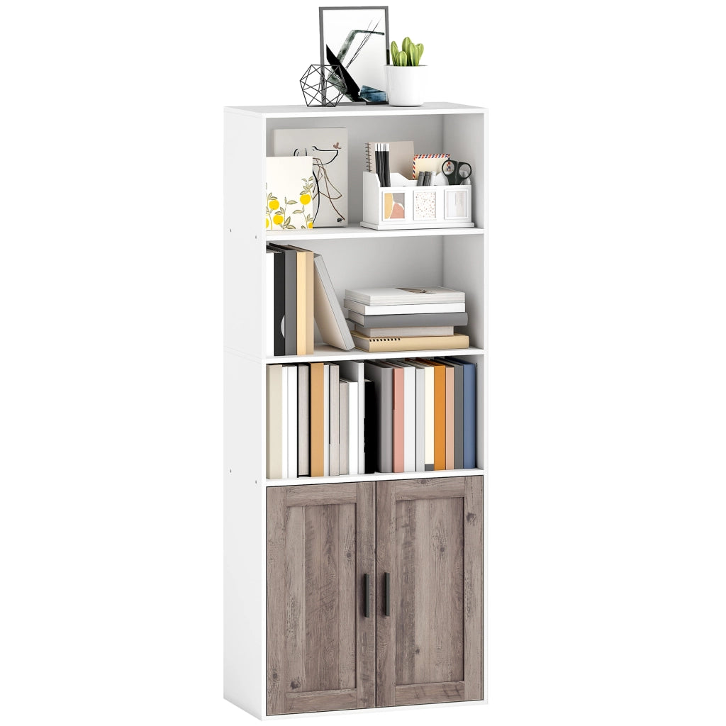 Libreria con Ante e Scaffale Aperto ¨C zephmum ¨C 60x30x149,5 cm Bianco e Marrone