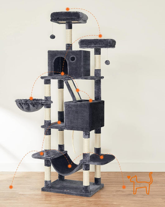 TIRAGRAFFI PER GATTI Valora in corda di sisal grigio scuro e tessuto di peluche
