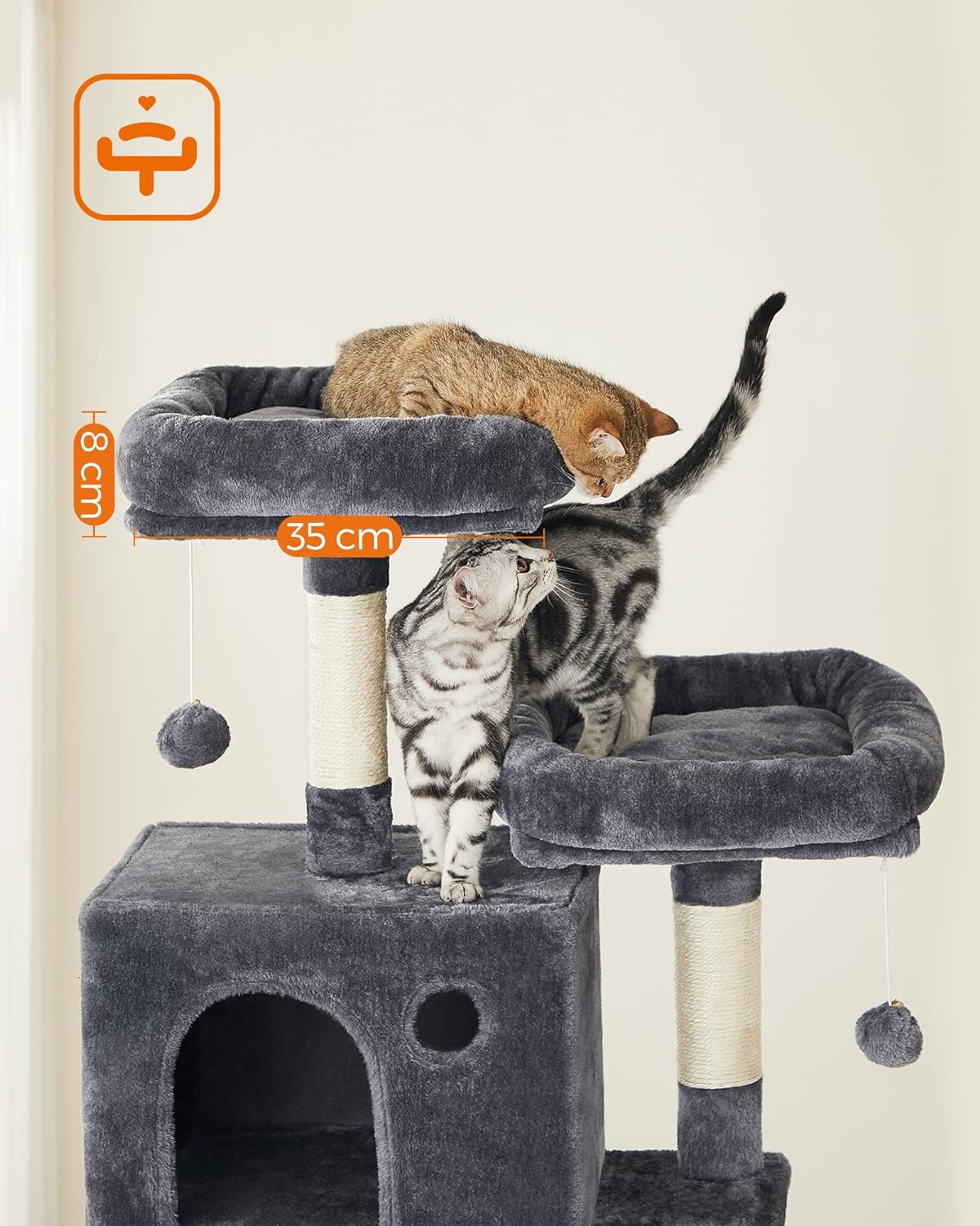 TIRAGRAFFI PER GATTI Valora in corda di sisal grigio scuro e tessuto di peluche
