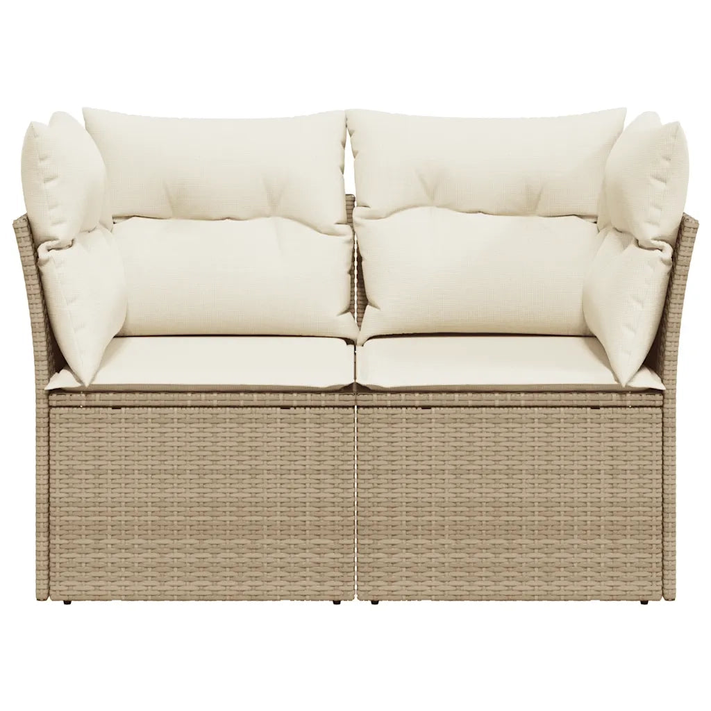 Divano da Giardino con Cuscini a 2 Posti Beige in Polyrattan