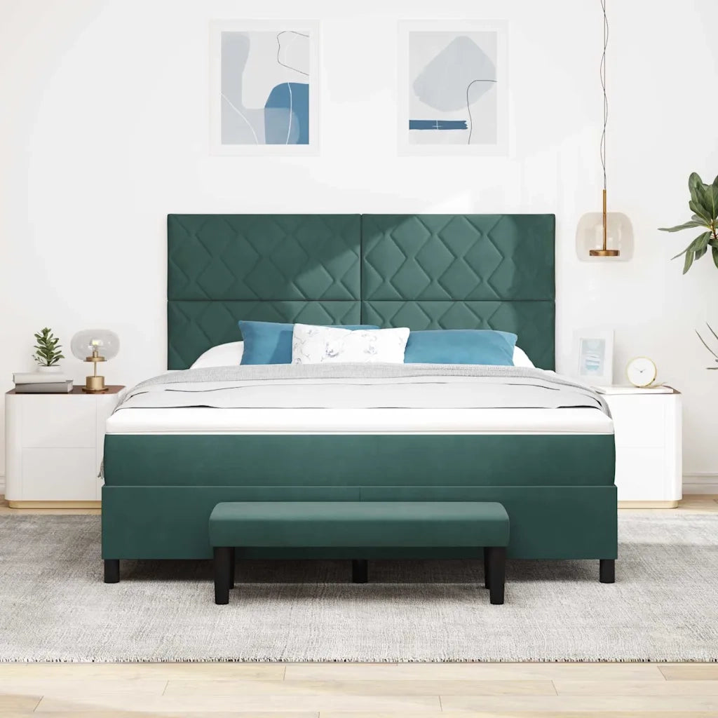 Letto a molle con testiera Verde scuro 200 x 180 cm Velluto 3344597