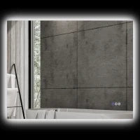 Specchio da Bagno Anticondensa con Luminosità e Colore Regolabili, in Vetro e Lega di Alluminio, 80x60x4 cm