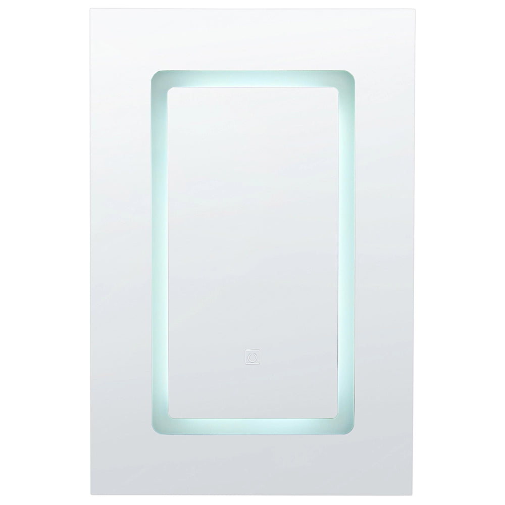 Specchiera da bagno in vetro nero e legno ingegnerizzato con LED 40 x 60 cm Design moderno