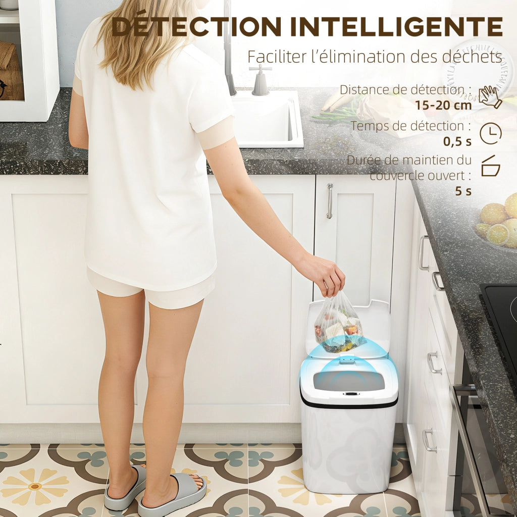 Cestino da cucina automatico 15L ¨C Minimal ¨C 27.6x21.4x33.5 cm bianco