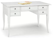 Scrivania arte povera 5 cassetti legno bianco 130x65x81 (1110) - Mobili 2G