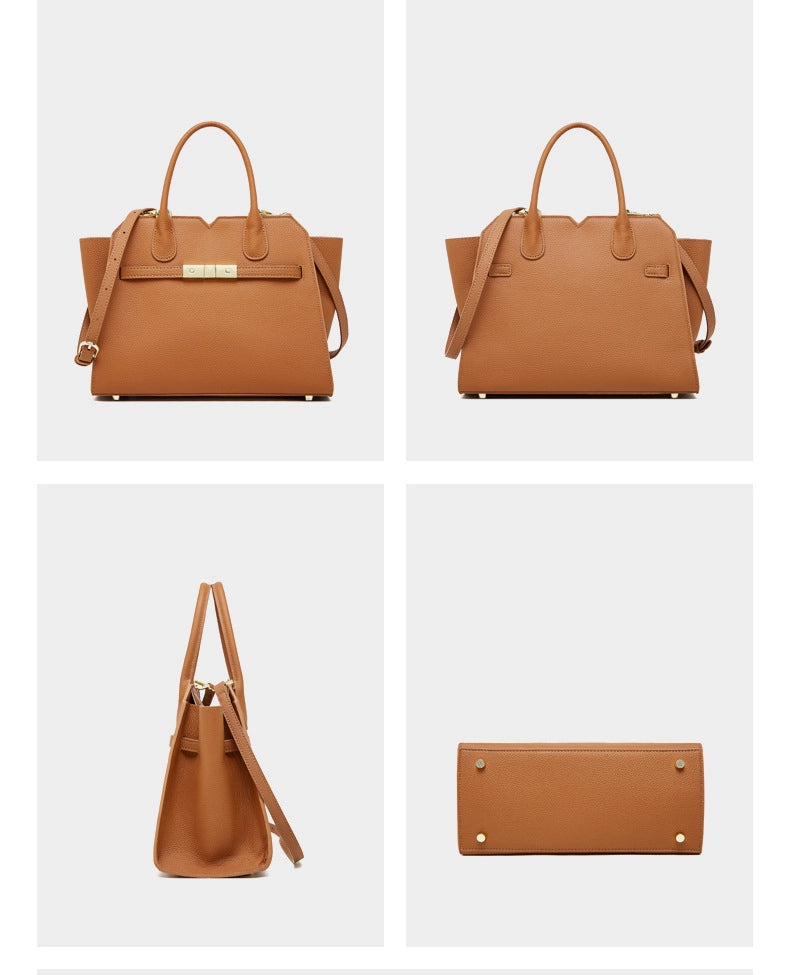 Borsa a tracolla da donna in vera pelle, colore marrone.