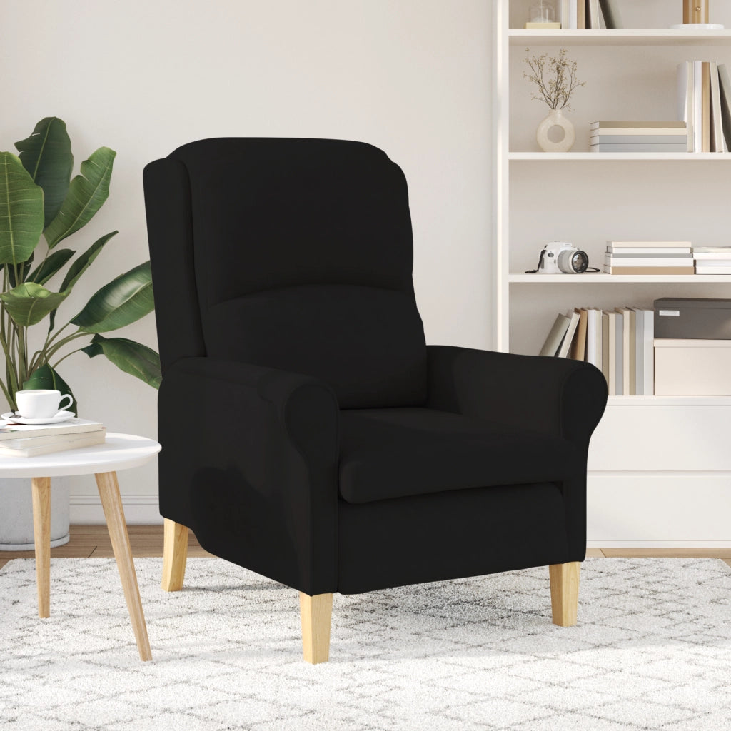 Poltrona Nera Nera Rivestimento in tessuto con gambe in legno
