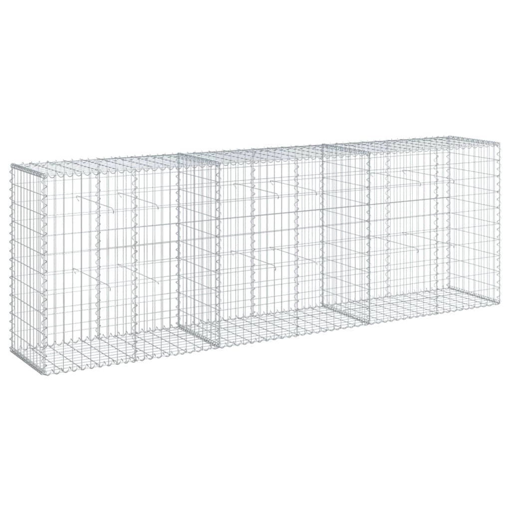 Gabbione recinto a gabbia muro di contenimento con coperchio 300 x 50 x 100 cm ferro zincato argento 02_0040153