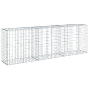 Gabbione recinto a gabbia muro di contenimento con coperchio 300 x 50 x 100 cm ferro zincato argento 02_0040153