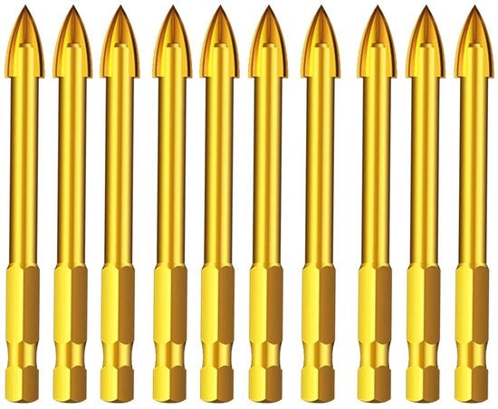 Wolfraamcarbide Boorbits 10 pezzi - 4 mm - Testa a croce - Adatti a diversi lavori di fai da te - Argento