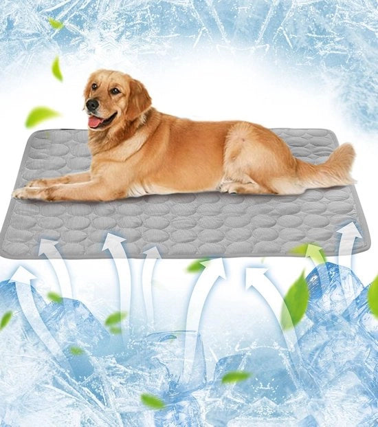 Mat di Raffreddamento per Cani e Gatti - Asciugamano di Raffreddamento Auto-Sostenuto per Cani Grandi e Piccoli - Lavabile Grigio - 70 x 100 cm