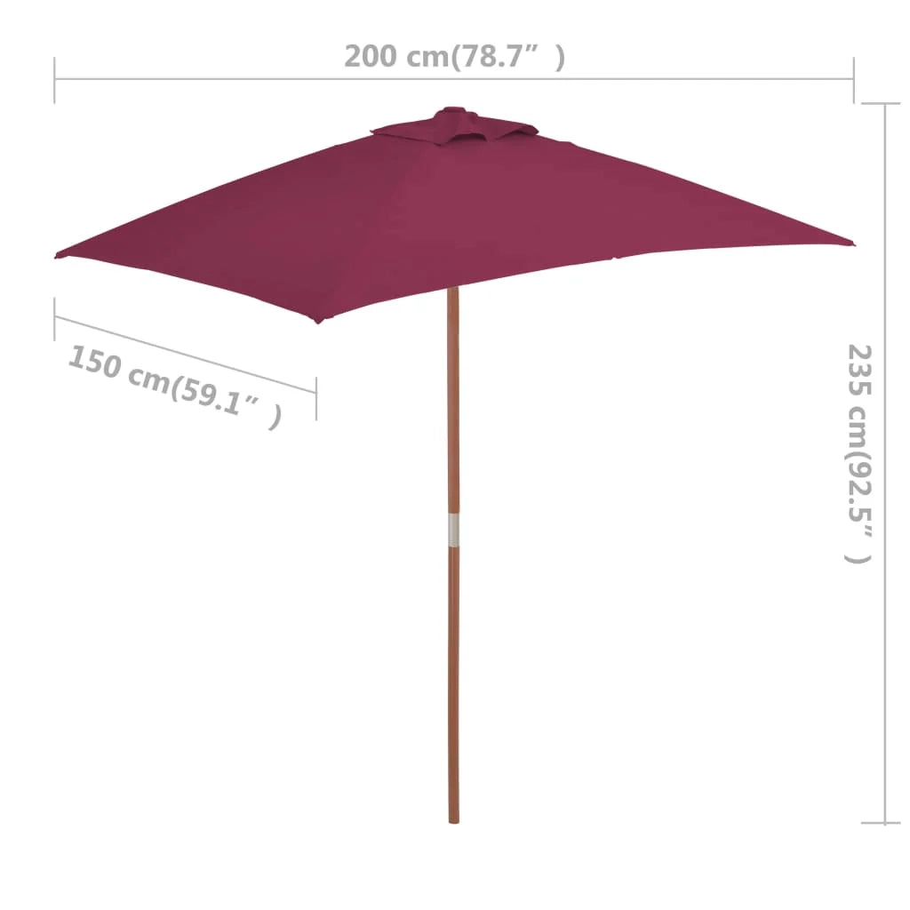 Ombrellone da giardino con palo in legno 150 x 200 cm bordeaux 02_0008110
