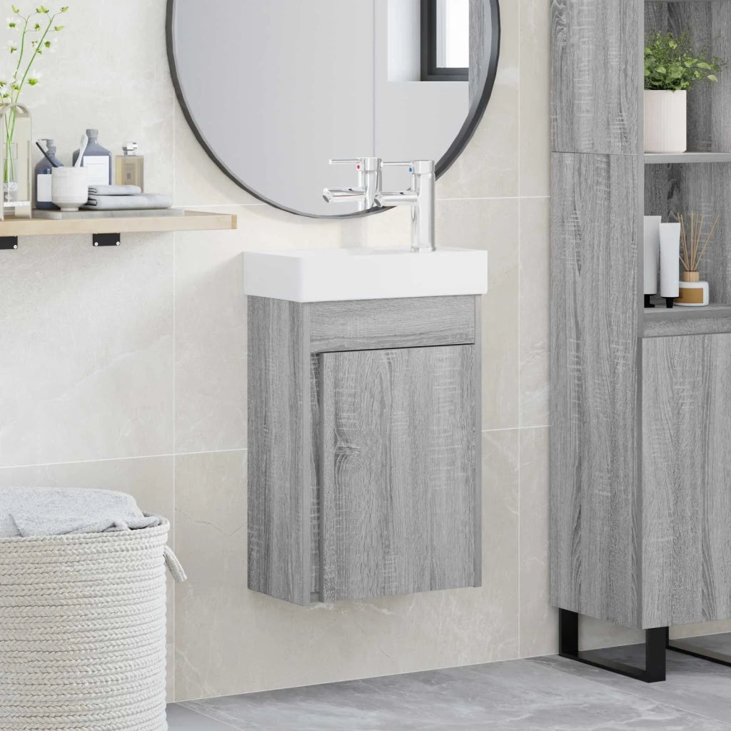 Mobile bagno con rubinetto Sonoma grigio 40,5 x 22,5 x 62 cm