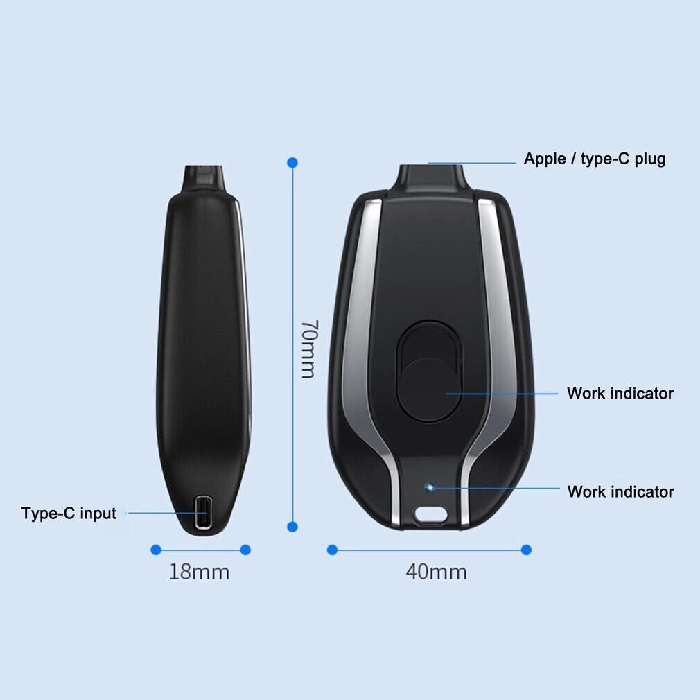 BATTERIA ESTERNA POWER BANK 1500mAh PORTACHIAVI Type C 1500mAh YD-101