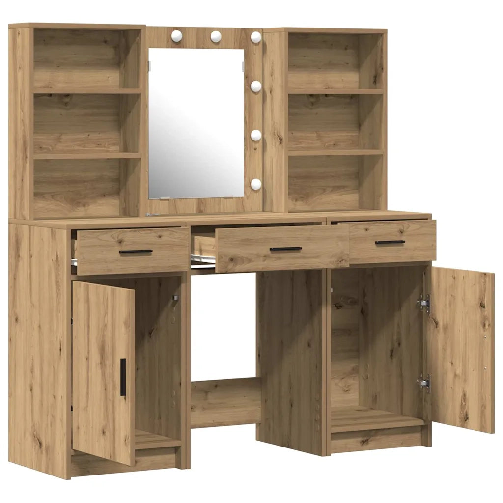 Set da tavolo da trucco con LED 3 pcs Rovere artigianale 3334298