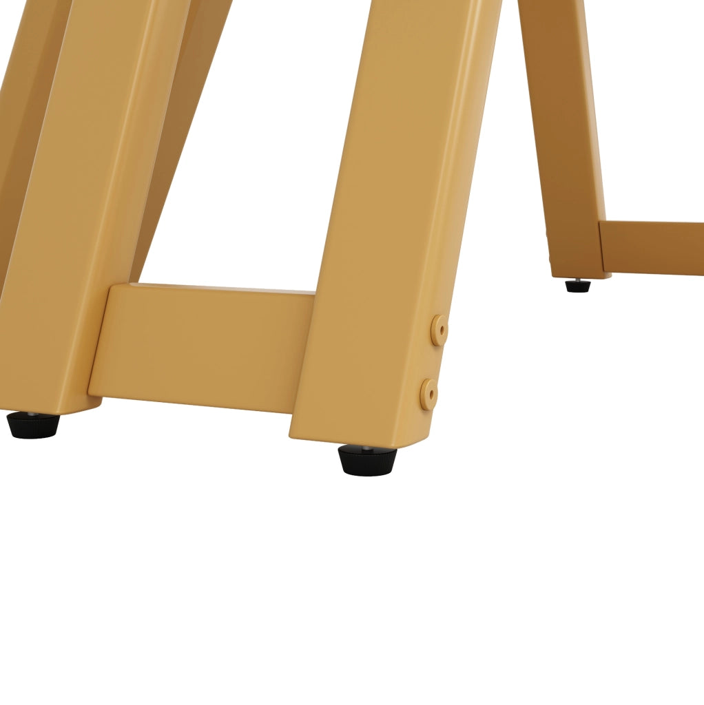 Tavolo da pranzo 100x100x76 cm con piano in MDF effetto marmo e gambe in metallo oro