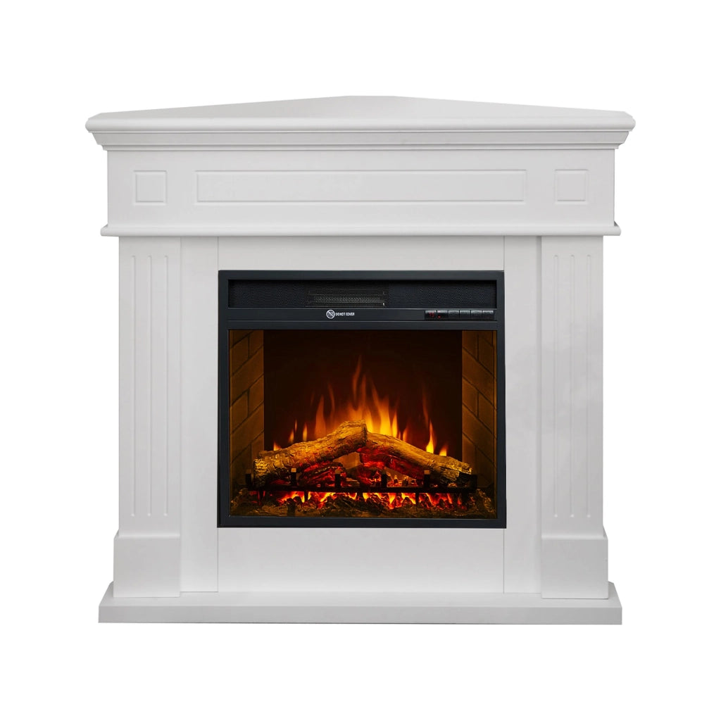 Caminetto Treviolo, Camino Elettrico Superficie Riscaldabile 30 m2, 110x63x102h cm Bianco