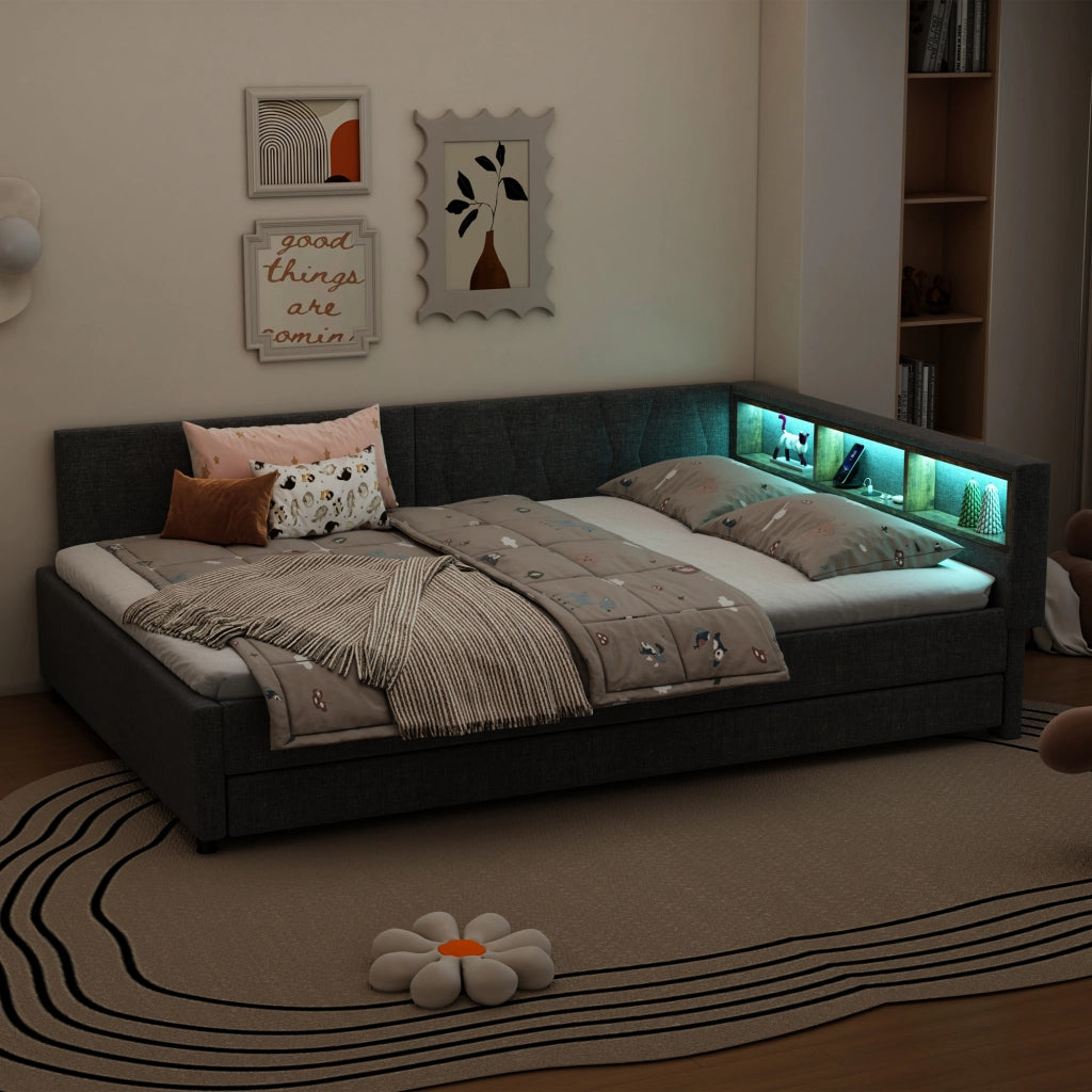 Letto giorno funzionale in lino 140x200 cm
