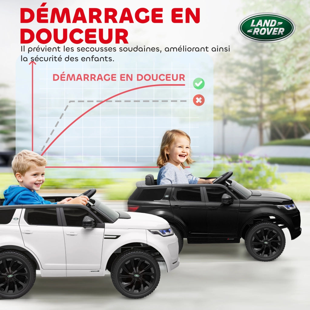 Auto elettrica per bambini Land Rover Discovery Sport ¨C zephmum ¨C Bianco, LED, telecomando, 12V