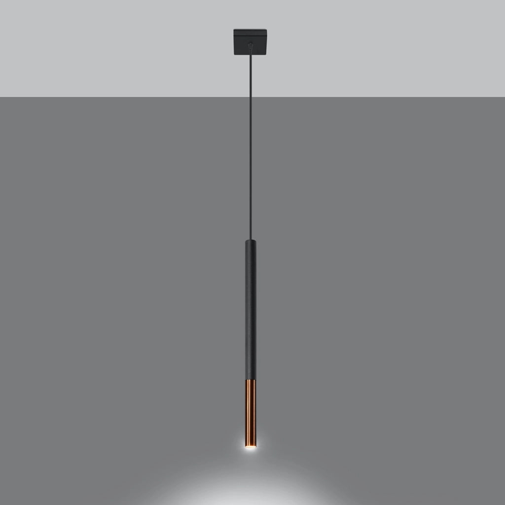 Lampada a sospensione Vitreo 1 nero/rame G9 Pure Lume